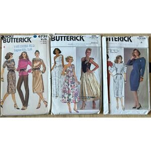 VTG 80s Sew Pattern Dress Prom Office Workwear Retro Preppy Nicole Miller Lot 3